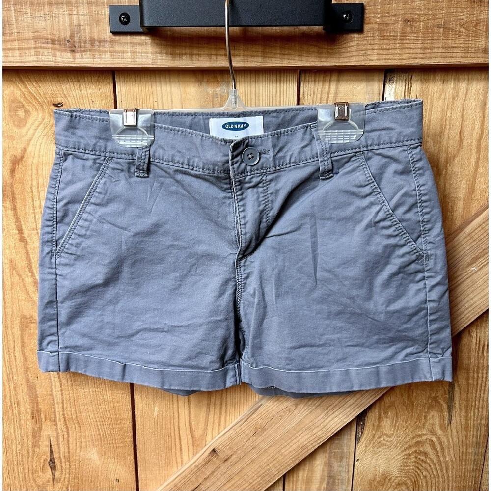 Old Navy Grey Chino Shorts Size 14 Mid-Rise 3" Inseam